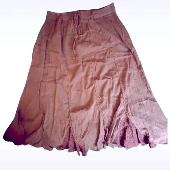 🎃 NWT Chaudry KC Women’s Brown Midi A-Line Pleated Skirt Lace Flare Pleated - Sm - Picture 1 of 7